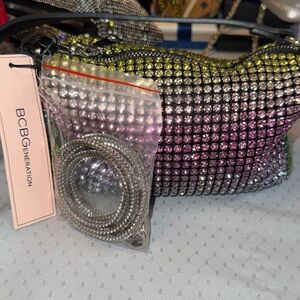 BCBG Multi Color Rhinestone Bling Bag NWT